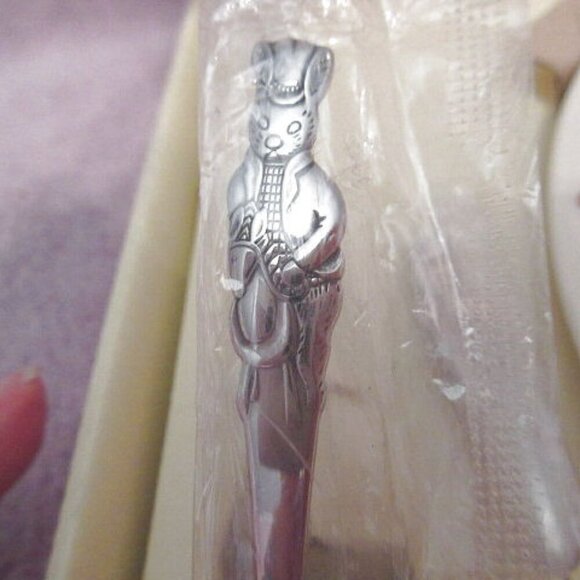 Vtg Royal Doulton Bunnykins Children’s Dish Set 3 Piece Spoon Plate Fork NEW - Picture 6 of 9